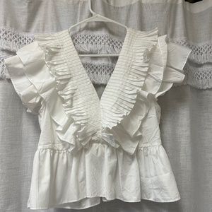 White Ruffle Blouse
